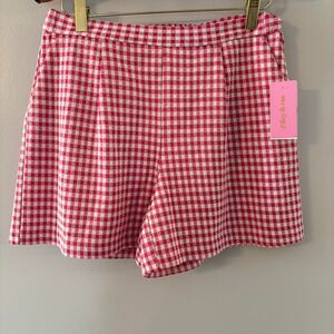 Riley & Rae Women's Pink and Red Plaid Checkered Shorts NWT